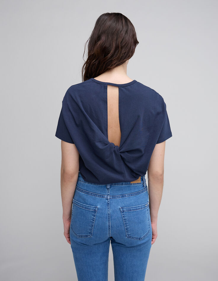 Camiseta mujer algod&oacute;n org&aacute;nico azul marino-3