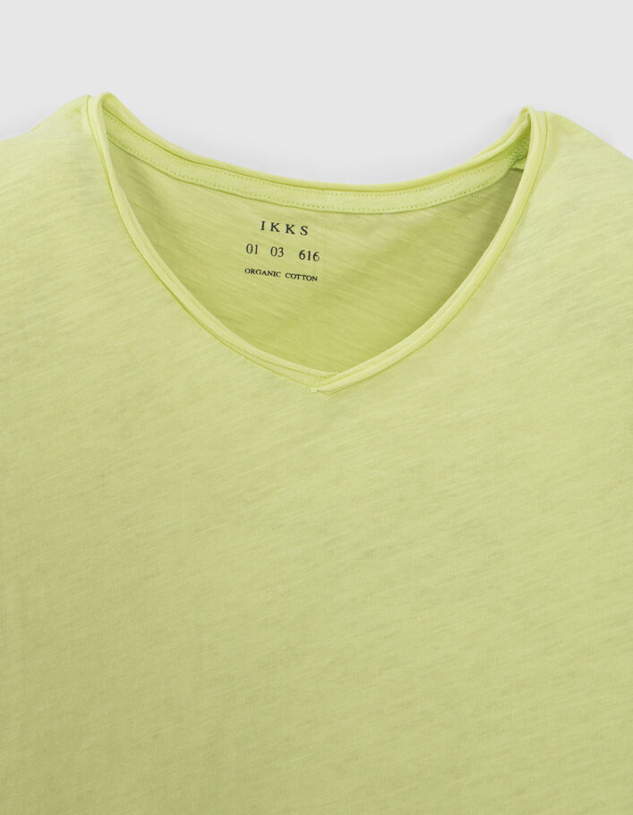 Men’s lime organic cotton Essential V-neck T-shirt - IKKS