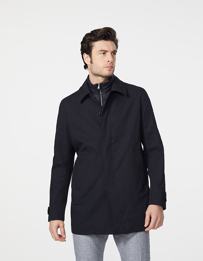 Men’s navy trench coat with removable facing - IKKS
