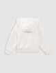 Cardigan écru zippé brodé à capuche fille-5