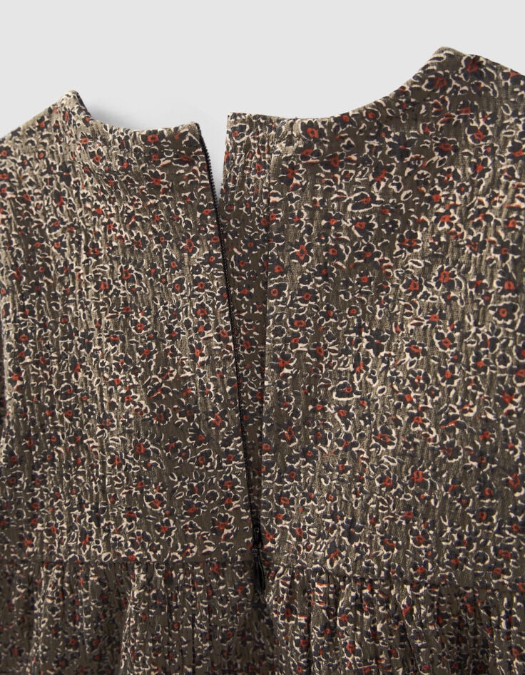 Kaki jurk luipaard-bloemenprint babymeisjes-6