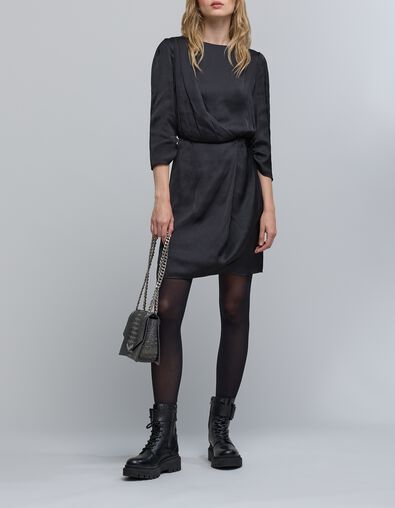 Robe noire froissée dentelle dos Femme - IKKS