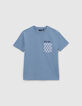 Blauw T-shirt zak met koraalprint jongens-1