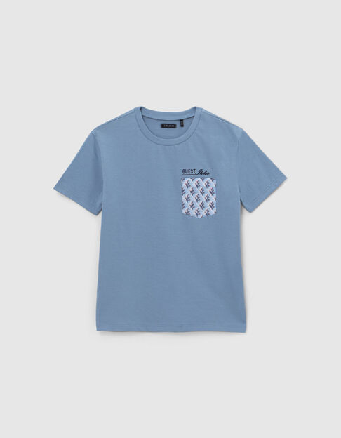 Blauw T-shirt zak met koraalprint jongens - IKKS