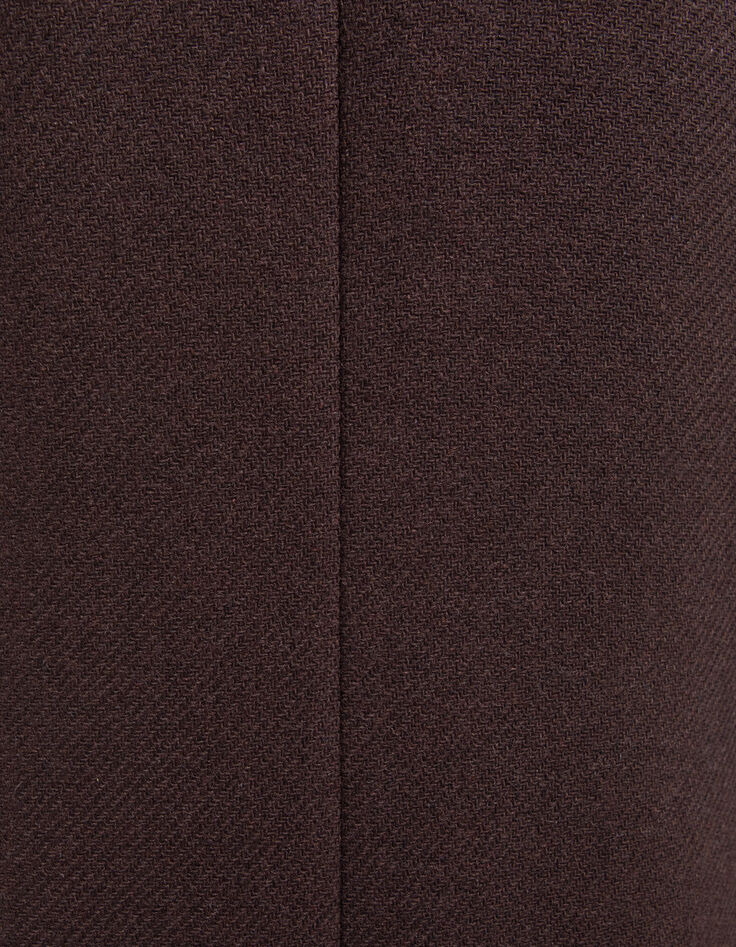 Lange chocoladebruine jas met rock-kraag studs Dames-4