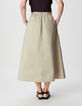 Beige midirok met plooidetail Dames-7