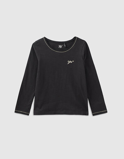 Girls’ black Essentials embroidered IKKS T-shirt - IKKS