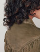 Khaki Damencuprobluse mit Rüschen-2