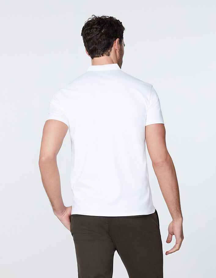 Weißes Herrenpoloshirt aus Interlock mit Rippbündchen - IKKS
