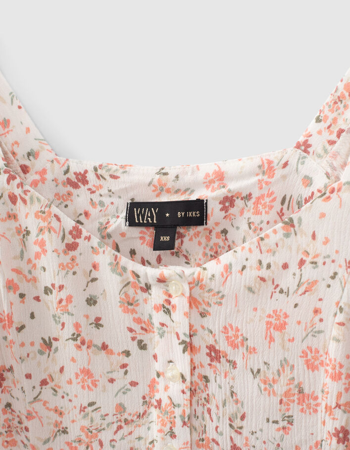 Girls' off-white floral print cropped blouse - IKKS