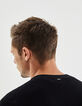 Men's black knit V-neck sweater-5