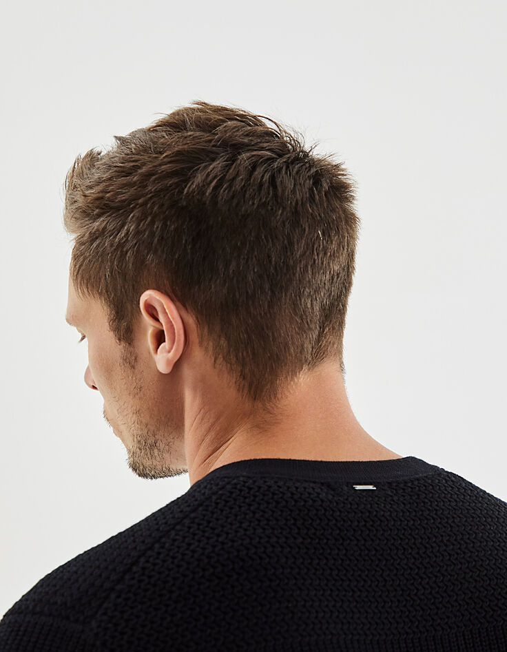 Men's black knit V-neck sweater-5