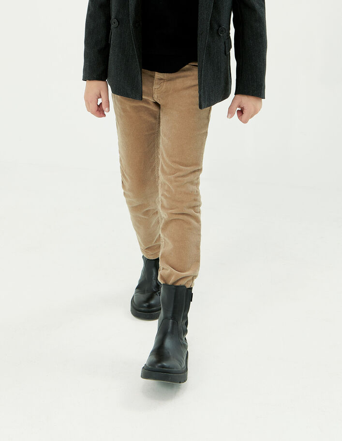 Pantalon SLIM moka en velours milleraies garçon-7