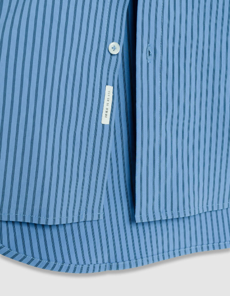 Herren EASY CARE slim blau gestreiftes Hemd-9