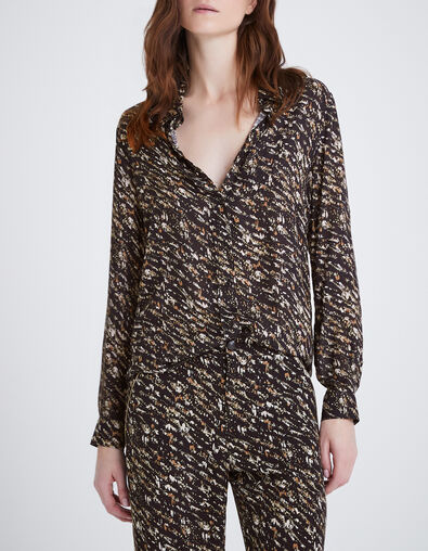 Camisa negra estampado carboncillo mujer - IKKS