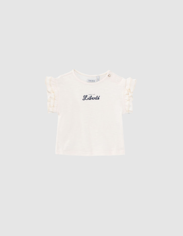 Ensemble robe ray&eacute;e et T-shirt &eacute;cru b&eacute;b&eacute; fille-6