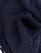 Jersey azul punto cuello crudo letra lentejuelas niña-6