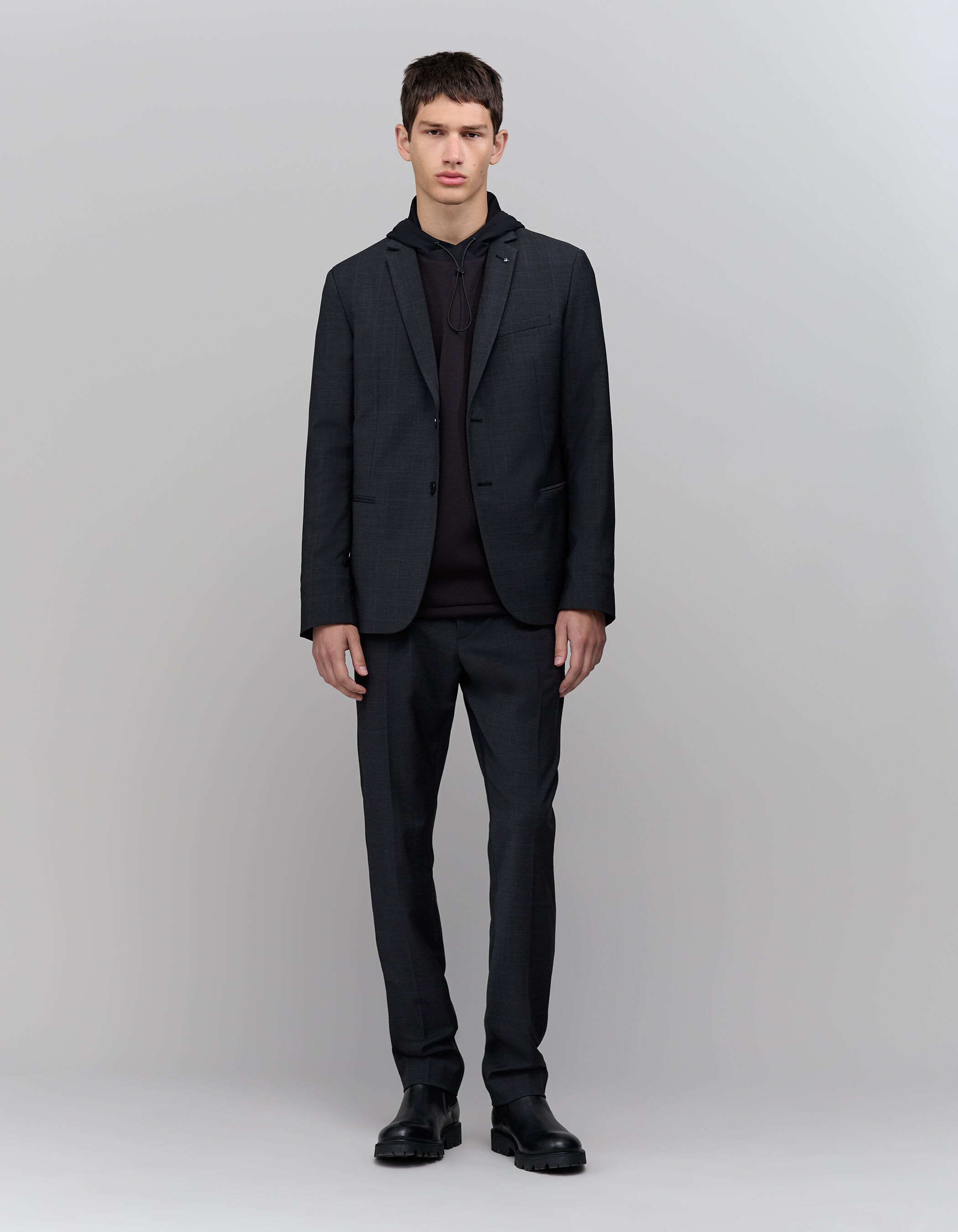 Veste de costume anthracite motif carreaux Homme