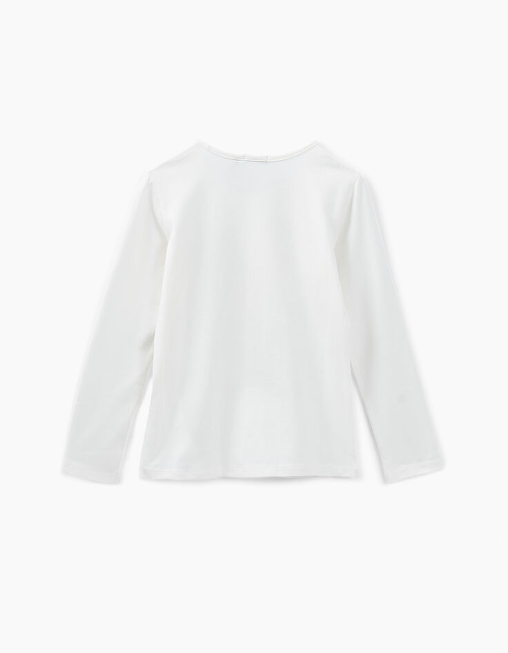 Gebroken wit T-shirt opdruk platendraaier meisjes-3