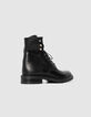 Boots rangers noires cuir grainé décor microbilles Femme-3