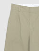 Women's khaki balloon pants with darts-7