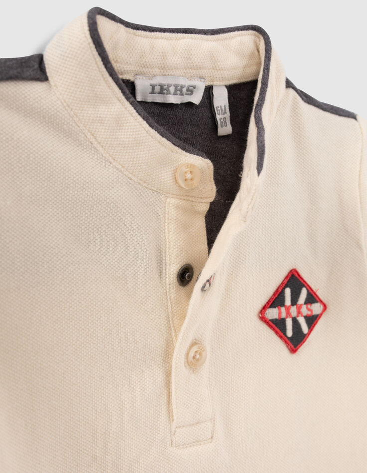 Polo beige maxi coton bio patch au dos bébé garçon-4