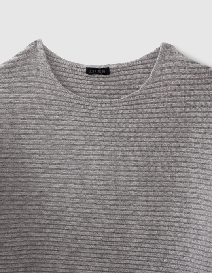 Pull gris chiné tricot côtelé fille-2