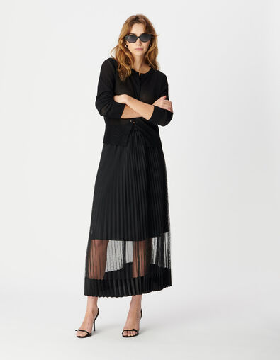 Jupe pliss&eacute;e en tulle noire Femme - IKKS