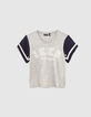Graues und blaues Mädchen-T-Shirt aus Mischgewebe-1