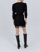 Robe noire jacquard motif pois optiques Femme-3