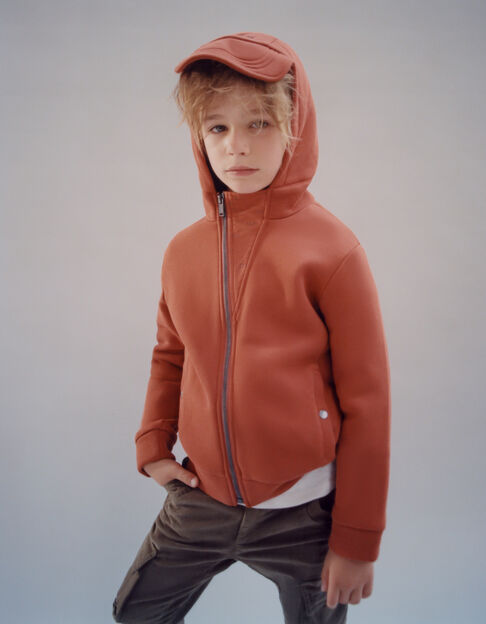 Boys’ brick cardigan with visor on hood - IKKS