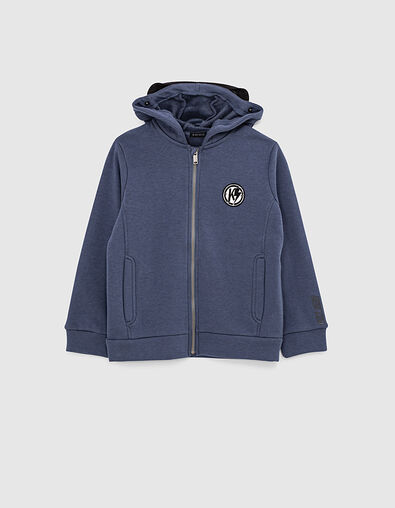 Boys’ slate IKKS HERO cardigan with glasses - IKKS