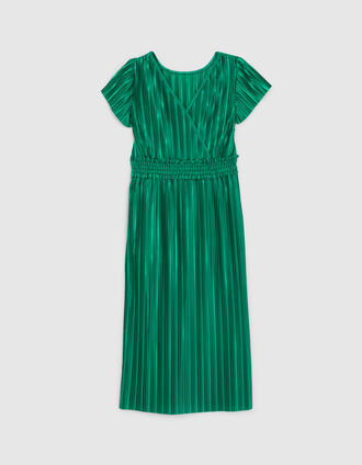 Girls’ green pleated long dress