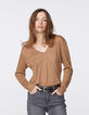 Camelbraunes Damenleinenshirt-2