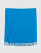 Effen blauwe sjaal met franjes Dames-2