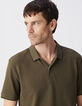 Polo caqui algodón punto jacquard relieve damero hombre-4