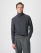 Jersey gris cuello alto 100 % lana para hombre-2