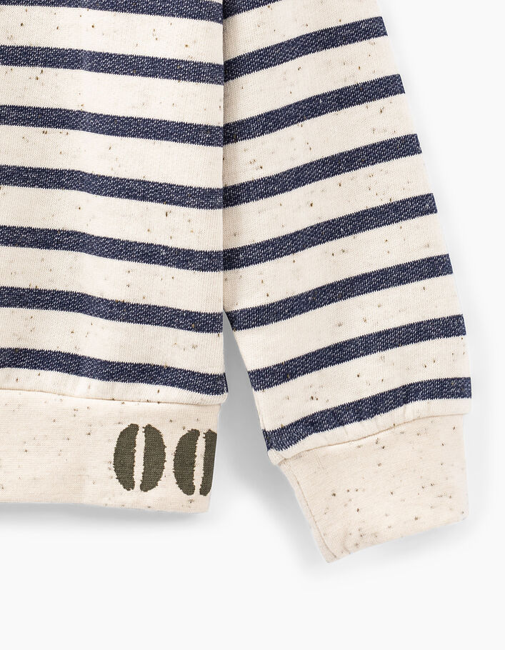 Cremeweißes Jungenmatrosenshirt mit khaki Details - IKKS