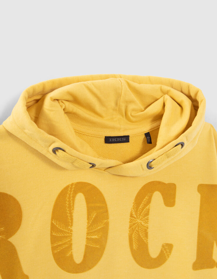 Boys’ yellow hoodie with flocked velvet XL slogan-2