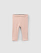 Leggings réversible kaki léopard floral et rose bébé fille-7