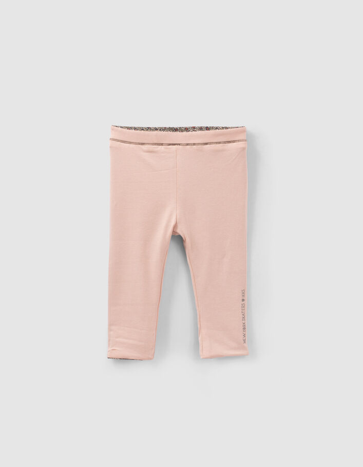 Babymädchen-Wende-Leggings, Khaki mit Print und Rosa-7