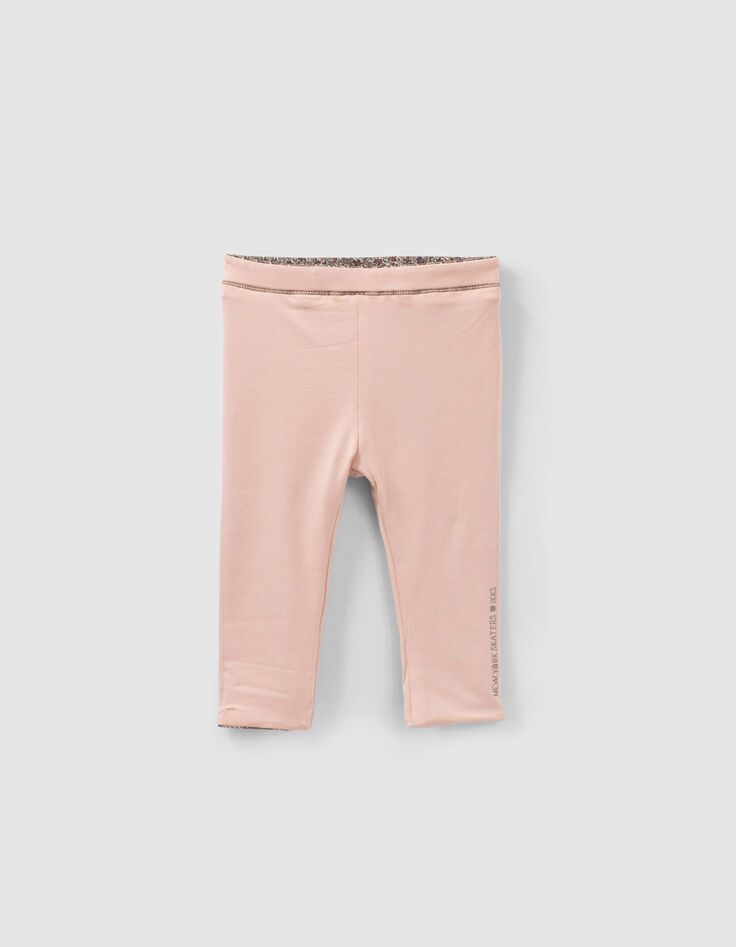 Leggings réversible kaki léopard floral et rose bébé fille-7