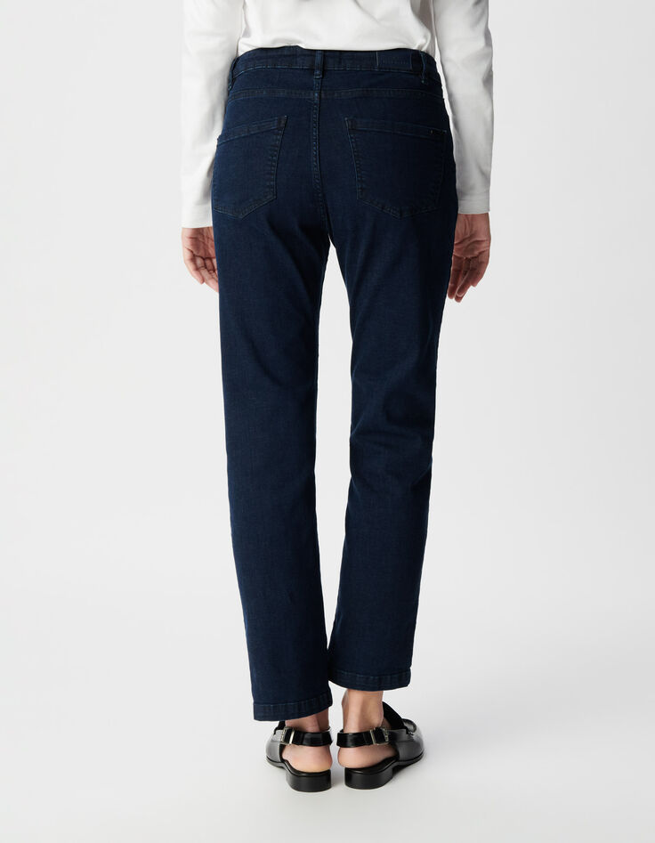 Rechte blauwe zwarte powerstretch spijkerbroek voor dames-3