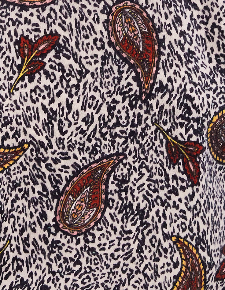 Women’s ecru sweater with paisley leopard print-3 Women’s ecru sweater with paisley leopard print-3
