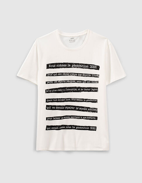 Tee-shirt blanc cassé Manifesto 1440 Leather Story Homme
