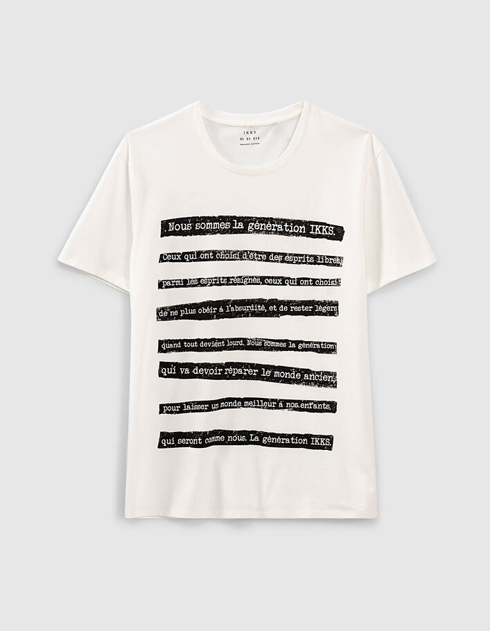 Tee-shirt blanc cassé Manifesto 1440 Leather Story Homme-1