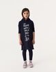 Girls’ navy slogan glitter sweatshirt dress-1