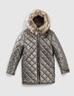Parka r&eacute;versible bronze et matelass&eacute;e m&eacute;tallis&eacute;e fille-2