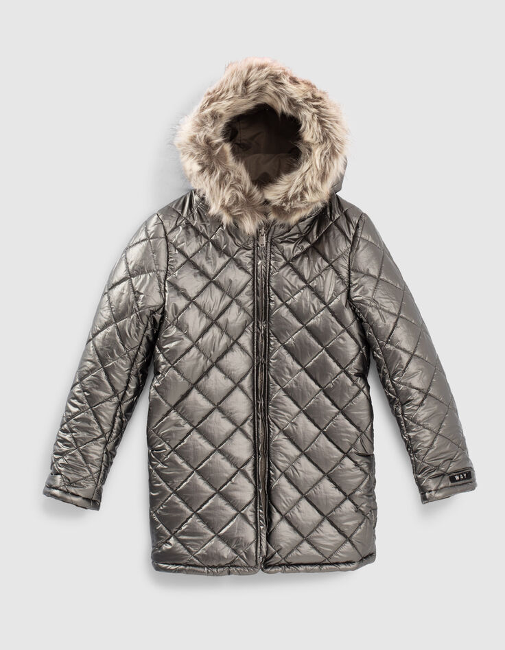 Parka r&eacute;versible bronze et matelass&eacute;e m&eacute;tallis&eacute;e fille-2