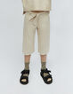 Girls’ marl sand wide-leg belted trousers-1